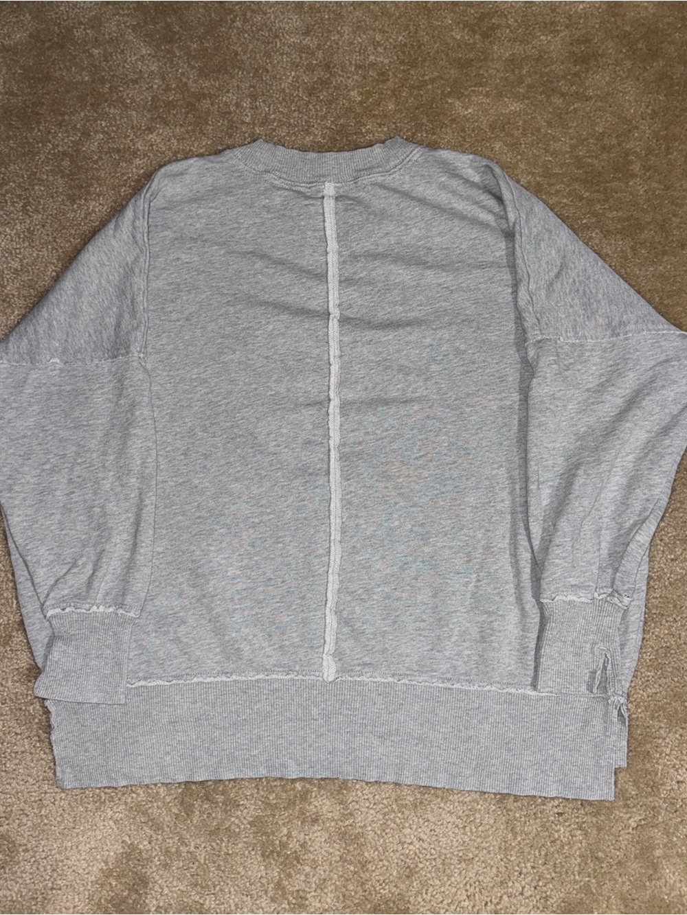 Aerie Heather Grey Oversized Exposed Seam Crewneck Sweatshirt Size XS